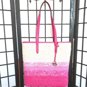 Michael Kors The Michael Bag Ombre Dragfruit Raffia Tote